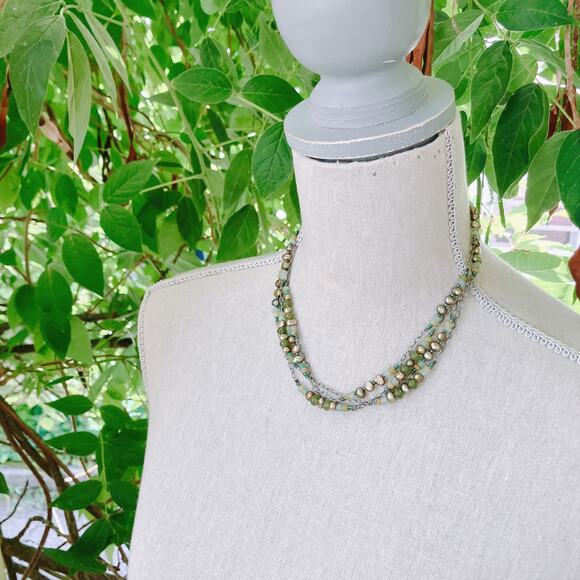 Silpada N1683 Sterling Silver Green Pearl Adventurine Jade Multi-Strand Necklace - Picture 5 of 11